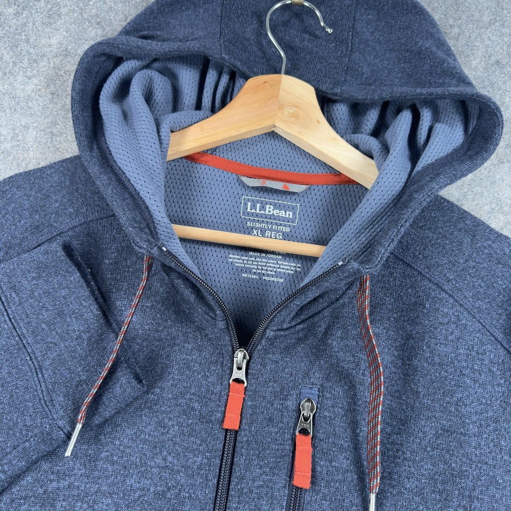 L.L.Bean‎ Hoodie Mens XL Blue Full Zip Knit Mesh Lined Performance Outdoor